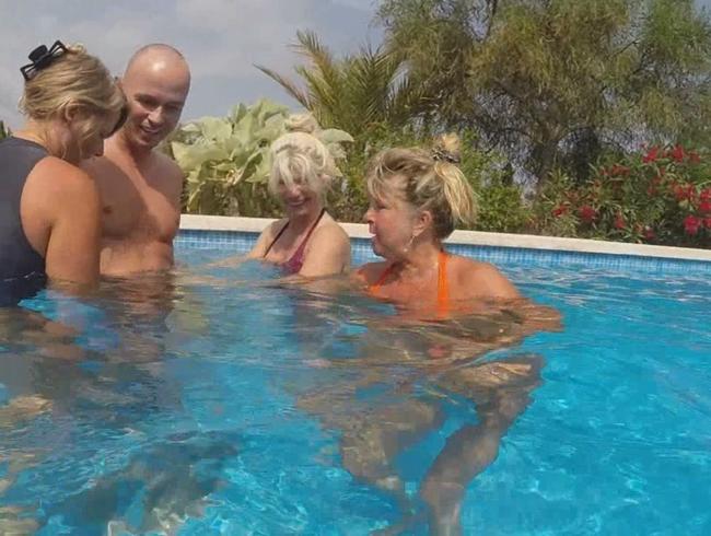 NadjaSummer Porno Video: 3 Muttis blasen im öffentlichen Pool!